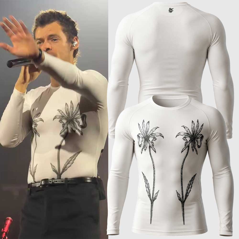 Harry Styles At Madison Square Garden Floral Long Sleeve Compression Shirt