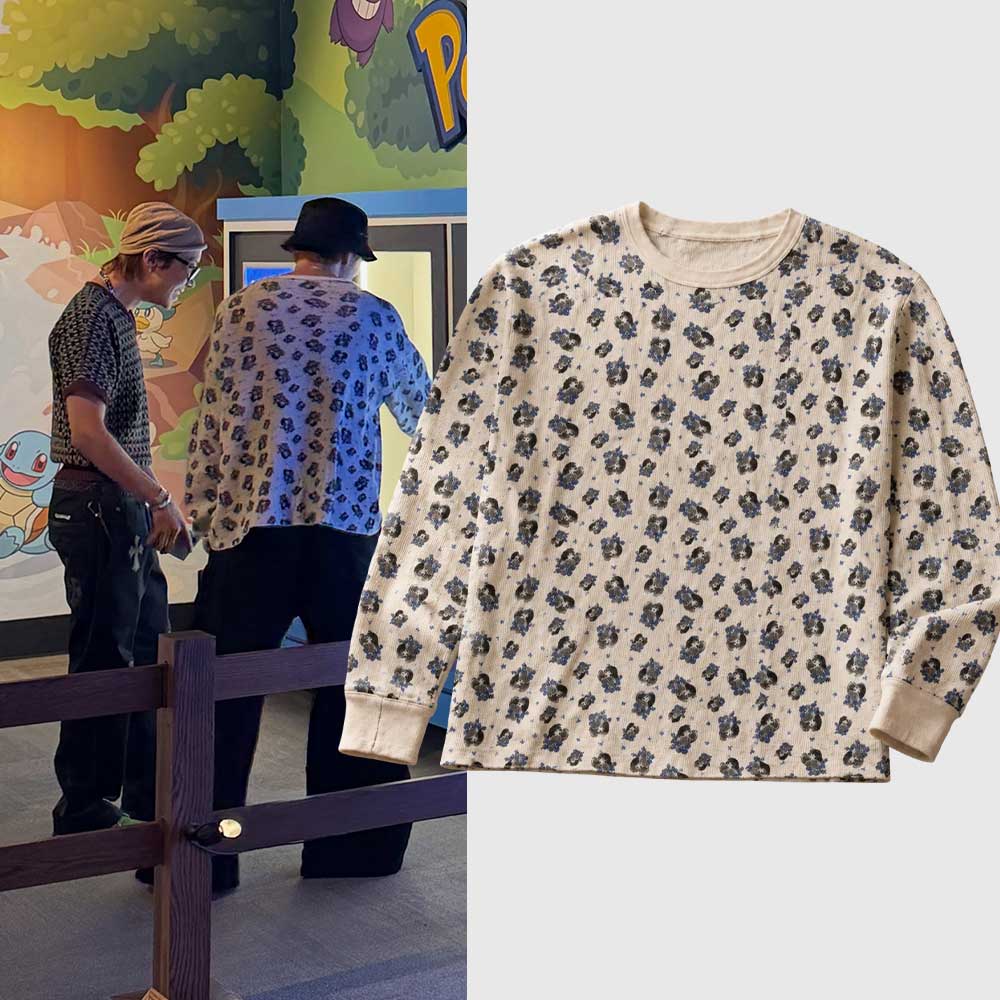 RM Namjoon BTS Brian's Heart Allover Thermal Ls Long Sleeve Shirt