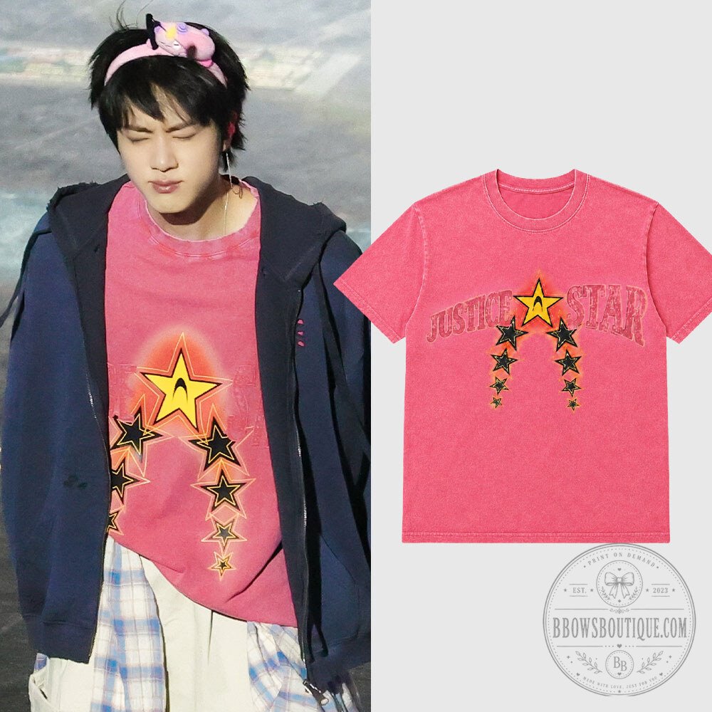 BTS Jin At Arirang Tour Chicago Day 2 Pink Tee from Drop 7 by Anomalies Department Shirt