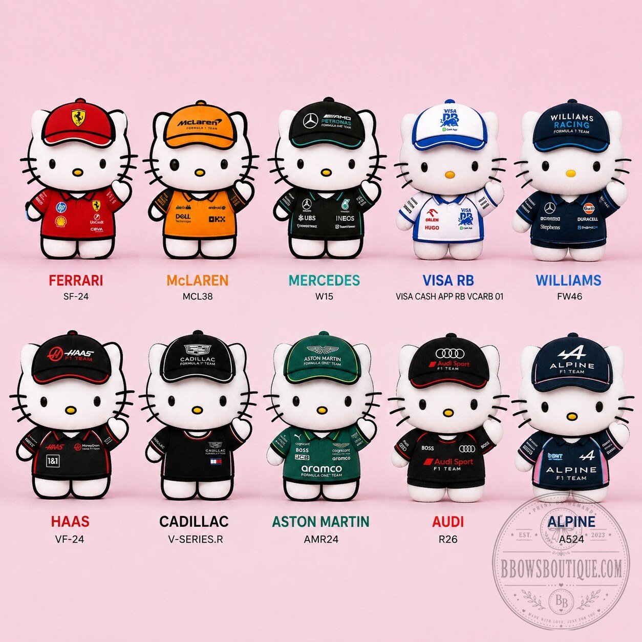 Hello Kitty Formula 1 Racing Driver Plush Toys