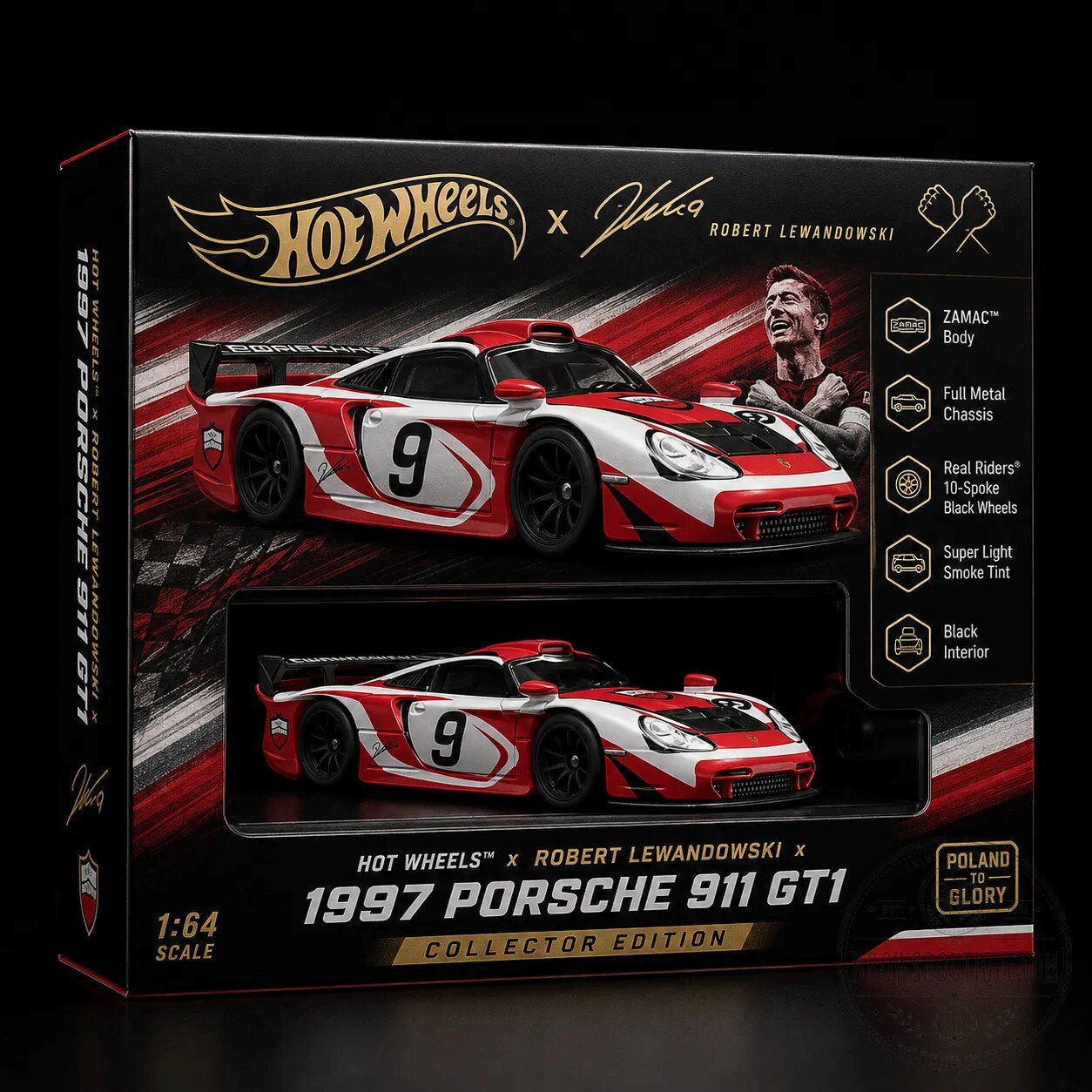 Hot Wheels x Robert Lewandowski 1997 Porsche 911 GT1 Collector Edition