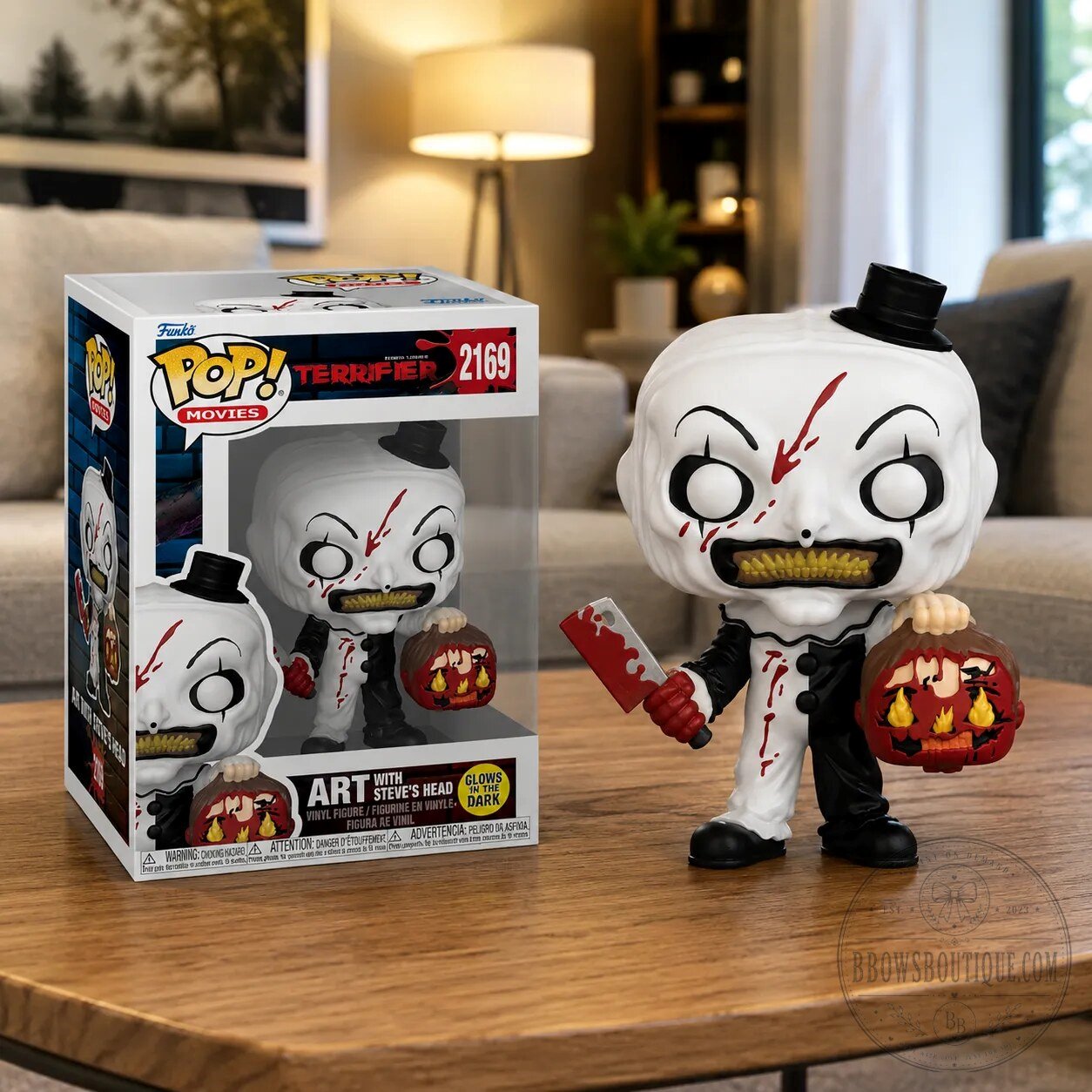 Terrifier Art the Clown with Steve's Head Glow in the Dark Figure